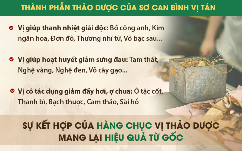 Sơ can Bình vị tán được bào chế hoàn toàn từ thảo dược thiên nhiên, đảm bảo chuẩn GACP-WHO của Bộ Y tế đem đến sự an toàn cho người sử dụng.