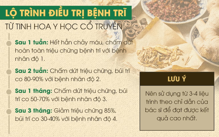 Lộ trình sử dụng Thăng trĩ Dưỡng huyết thang chữa trĩ ngoại