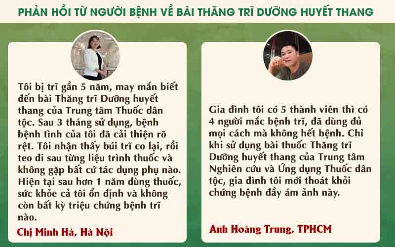 Phản hồi từ người bệnh về hiệu quả bài thuốc Thăng trĩ Dưỡng huyết thang