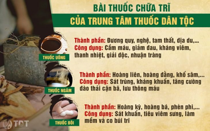 Thành phần và công dụng của từng bài thuốc trong Thăng trĩ Dưỡng huyết thang chữa bệnh trĩ hỗn hợp