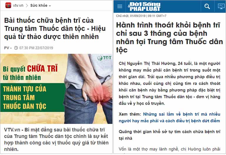 Báo chí nói về hiệu quả chữa trĩ tại Thuốc dân tộc