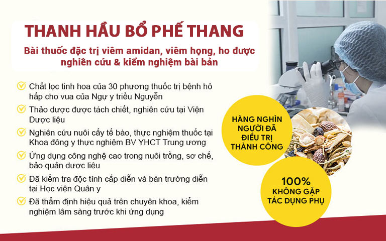 Thanh hầu bổ phế thang được nghiên cứu, kiểm nghiệm chuyên sâu